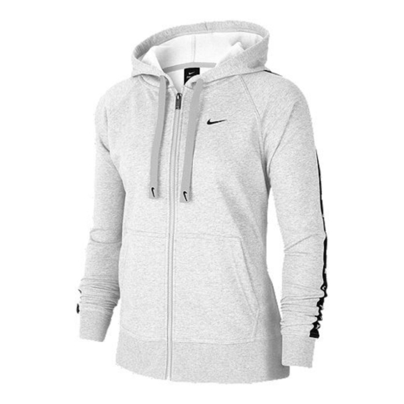 Nike Dri-FIT Get Fit Fleece Full Zip Up Hoodie Sweatshirt White Activewear gym - Picture 1 of 11